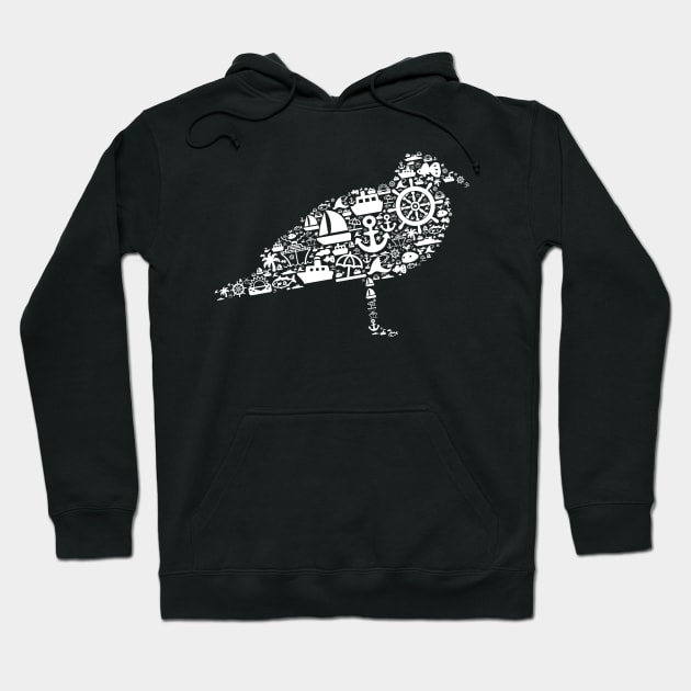 Seagull with Sailor Symbols | Gift for Ocean Lover Hoodie by shirtonaut